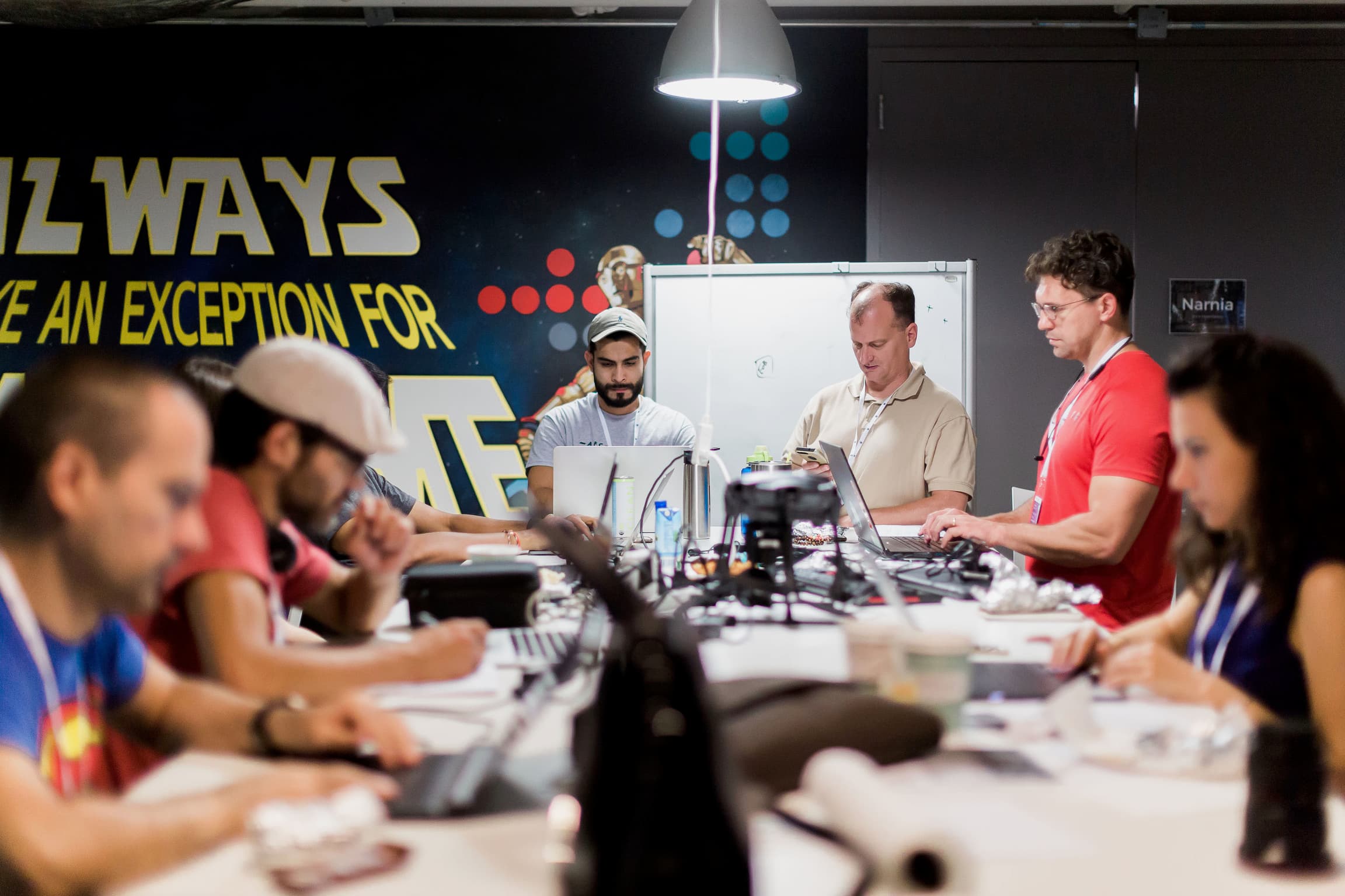 Builders heads-down at a Capital Factory hackathon